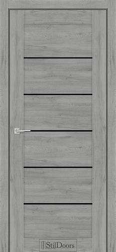 Дверне полотно SALVERO 800 х 2000, Дуб Платина, Чорне скло