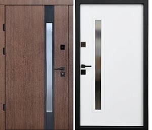 Двері вхідні Berez Smart Rio S  870/970*2050) Дуб 23/Білий  стеклопакет