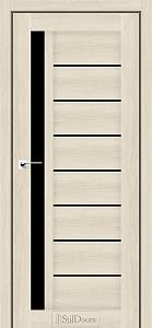 Дверне полотно LONDON StilDoors Атлантик крем (700*2000) ПВХ, стекло черное