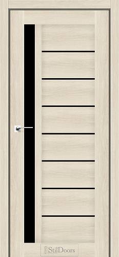 Дверне полотно LONDON StilDoors Атлантик крем (700*2000) ПВХ, стекло черное