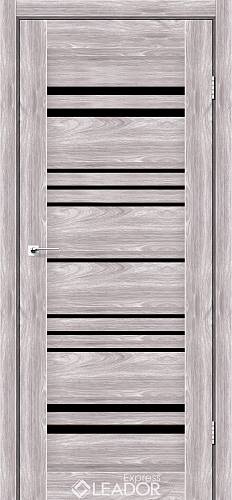 Дверне полотно Leador Express   ANDORA 600 х 2000, Клен Південний, Чорне скло