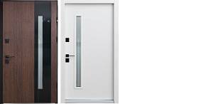 Двері Straj PF.St. Mottura Estra 970х2050 Дуб темний/белый атлас (стеклопакет)