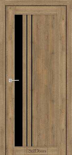 Дверне полотно BELLANO 800 х 2000, Дуб Крафт, Чорне скло