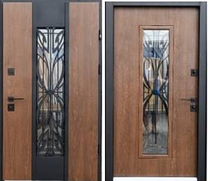 Двері Straj PF.St. Mottura NVD 285 Caesar  (870,970х2050) Дуб темний/дуб темный (стеклопакет)