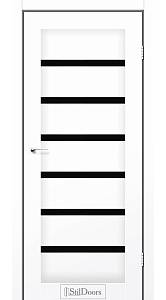 (CK)Дверне полотно FLORIDA StilDoors Белый кристал (800*2000) ПВХ, стекло черное