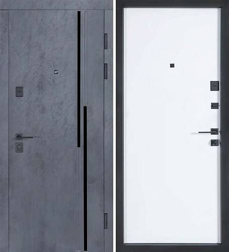 Двері Вхідні Булат В-81 (квадро) мод.567/Гладка Оксид чорний/Біла шагрень (Кале) 850мм лівіСДн