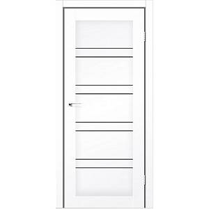 Дверне полотно Antalya DeLuxeПВХ  Белый мат(полипропилен)(800*2000) стекло черное