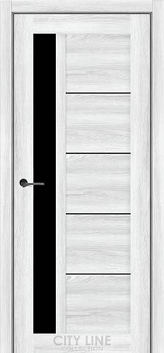 Дверне полотно BRUNO City Line (600 х 2000, Дуб Айс, Чорне скло)