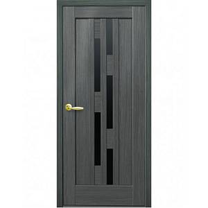 Дверне полотно Новий стиль Лаура grey (600*2000) ПВХ De Luxe стекло BLK