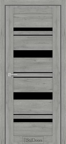 Дверне полотно FIORENTA 800 х 2000, Дуб Платина, Чорне скло