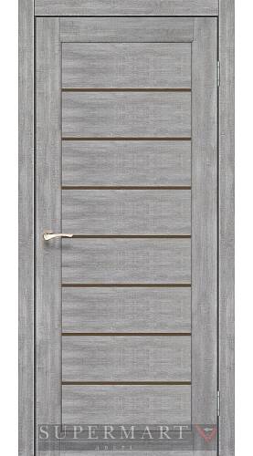 Двері Korfad Delux Piano PND-01 Попелясто-білий 0,80х2 скло бронза