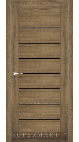 Двери Korfad Delux Piano PND-01 Дуб браш 0,80х2 стекло черное