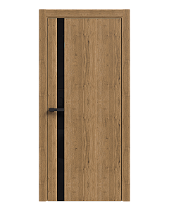 Дверь Терминус LIGHT ПК-02 (800*2000мм) Дуб Античний ПВХ глуха, чорний торець вставка чорне скло