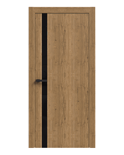 Дверь Терминус LIGHT ПК-02 (800*2000мм) Дуб Античний ПВХ глуха, чорний торець вставка чорне скло