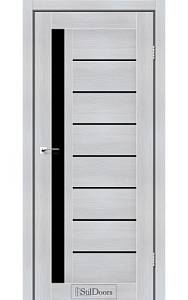 Дверне полотно LONDON StilDoors Кремовое дерево (800*2000) ПВХ, стекло черное(СК)