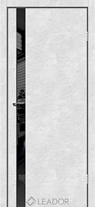 Дверь межкомнатная Leador Asti Glass(800*2000) Бетон Белый Lac.чорн алюм.кромка