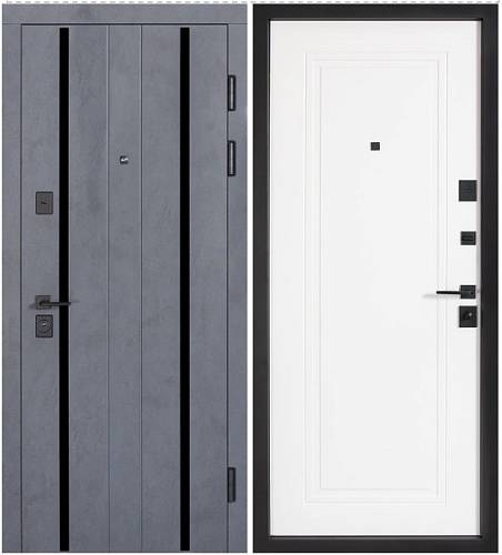 Двері Вхідні Булат К-8 (квадро) мод.575/263 Бетон Антрацит/Білий матовий гладкий (Кале) 850 мм ліві СДн