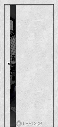 Міжкімнатні двері Leador Asti Glass (800*2000) Concrete White Lac.black aluminium edge