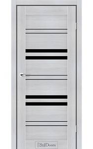 Дверне полотно SLOVENIA StilDoors Кремовое дерево (800*2000) ПВХ, стекло черное(СК)