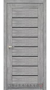 Двери Korfad Delux Piano PND-01 Эш-вайт 0,80х2 стекло черное