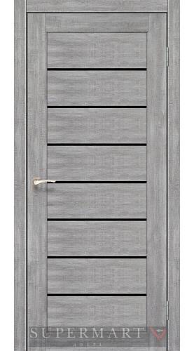 Двери Korfad Delux Piano PND-01 Эш-вайт 0,80х2 стекло черное