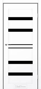Дверне полотно CUBA StilDoors Белый мат (700*2000) ПВХ, скло черное