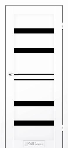 Дверне полотно CUBA StilDoors Белый мат (700*2000) ПВХ, скло черное