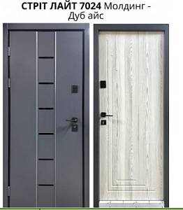 Двері вхідні Портала Street Лайт RAL 7024 Молдинг +Дуб айс (950*2040) ліва