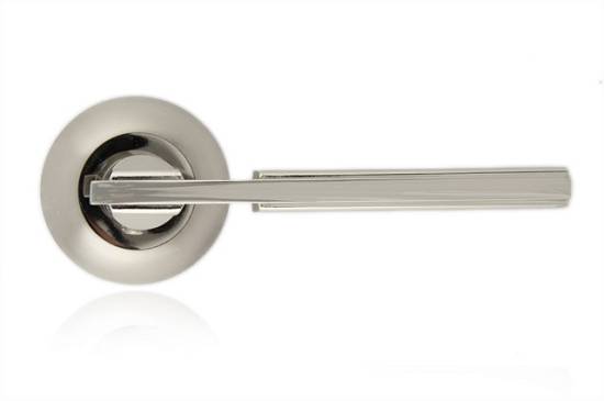 Ручка дверная Trion на круглой розете Avrora SN/CP (ЦАМ) мат никель/хром
