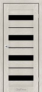 Дверное полотно Riko DELA клен молочный 700*2000 екошпон 38 мм стекло черное