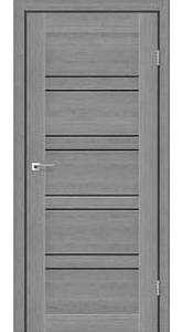 Дверне полотно Antalya DeLuxeПВХ Дуб Пепельный (800*2000) стекло черное  (СК)