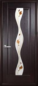 Дверне полотно Новий стиль Волна венге (600*2000) ПВХ De Luxe стекло с рис. Р1