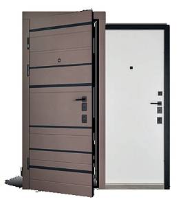 Двері вхідні Abwehr City(MG3-CT)Harmonia(515/0) 860/960х2050 смоки ПВХ/білий вставка черн.ст