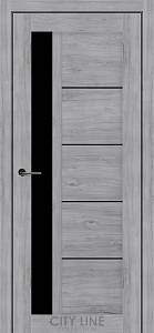 Дверне полотно BRUNO City Line (600 х 2000, Дуб Айс, Чорне скло)