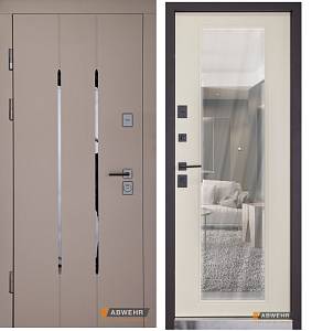 Двері вхідні Abwehr (Megapolis)Mira(549/зеркало) 860/960х2050 (СмоукиСофт/ваниль)