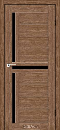 Дверне полотно West StilDoors Італійський Горіх (800*2000) ПВХ, стекло черное