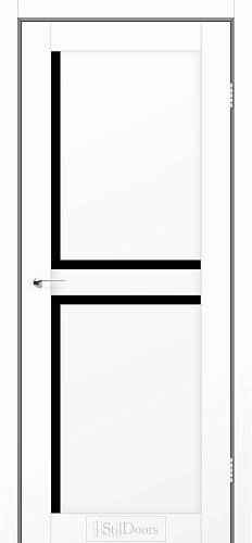 Дверне полотно Sacramento StilDoors Білий Мат (800*2000) ПП ,стекло черное