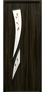 Дверне полотно Новий стиль Камея кедр (800*2000) экошпон стекло с рис. Р1