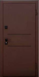 Двері вхідні Матовий цинк коричневий 8019 + молдинги/ Дуб немо сріблястий 850 х 2030ліва вулиця