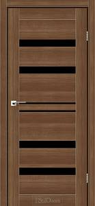 Дверне полотно CUBA StilDoors Iталійський Горіх  (800*2000) ПВХ, скло черное