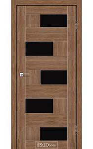 Дверне полотно NEPAL StilDoors Итальянский орех (800*2000) ПВХ, стекло черное