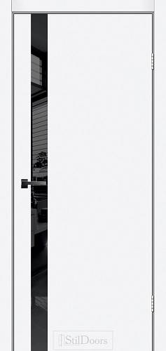 Дверне полотно WILTON 800 х 2000, Біла емаль, Чорне скло