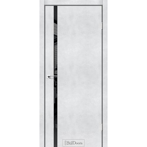 Дверне полотно LOFT GLASS  Stil  ПВХ Светлый бетон 800*2000 черное стекло алюминиевый торец